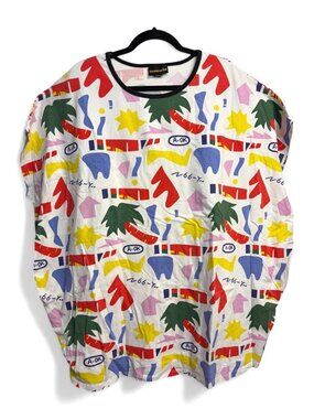 Nooworks Circle Dress A-OK Size Medium White Pop Art Stretch Pockets Mini